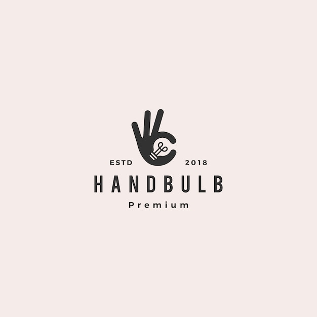 Ok hand gesture bulb idea logo vector illustration