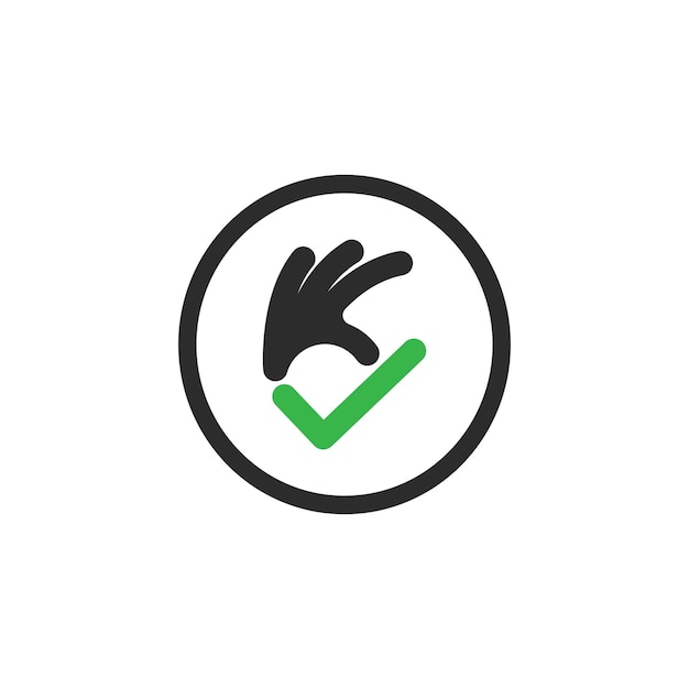 Ok hand gesture check mark icon vector illustration design