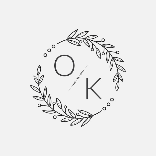 Vector ok initial monogram wedding with creative circle line