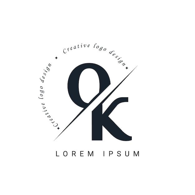 OK Letter Logo Design with a Creative Cut Creative logo design