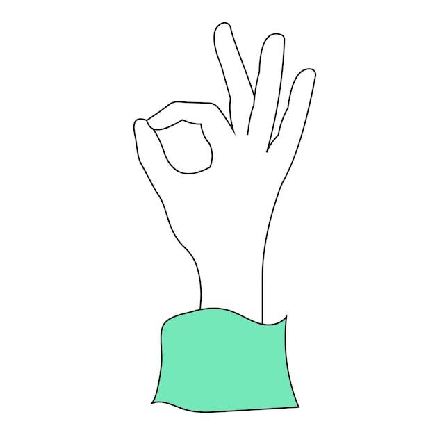 Vector okay hand gesture icon isolated on white background line hand drawn vector illustration