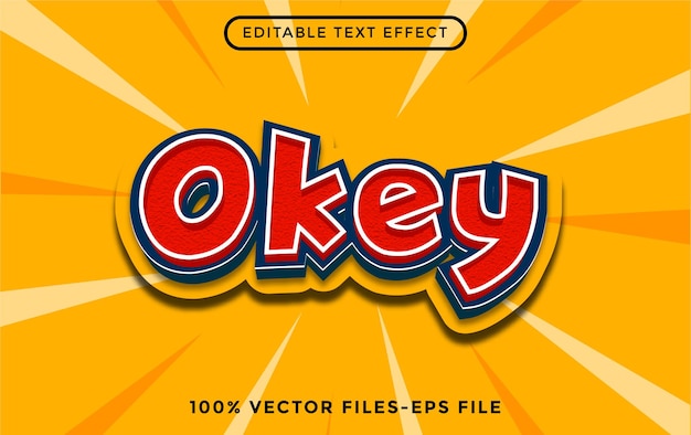 Okey editable text effect cartoon premium vectors