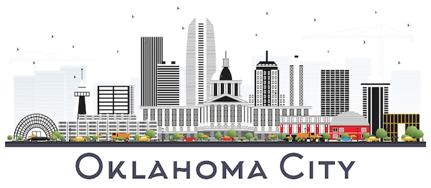 Oklahoma City Skyline with Gray Buildings Isolated on White. Vector Illustration. Business Travel and Tourism Concept with Modern Architecture. Oklahoma City Cityscape with Landmarks.