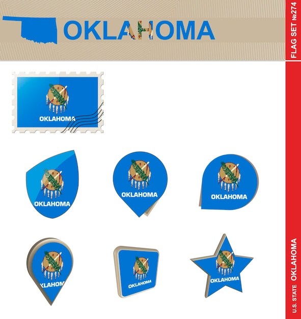 Oklahoma Flag Set US state Flag Set 274 Vector