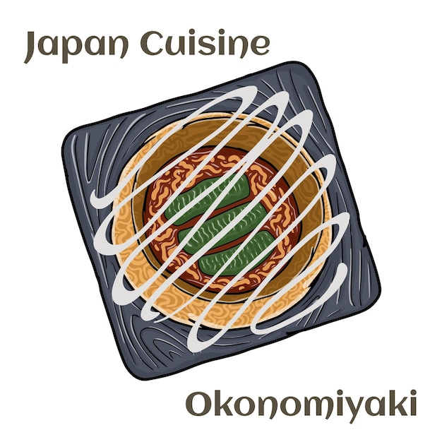 Okonomiyaki Japanesestyle pancakes or pizza popular japanese traditional food