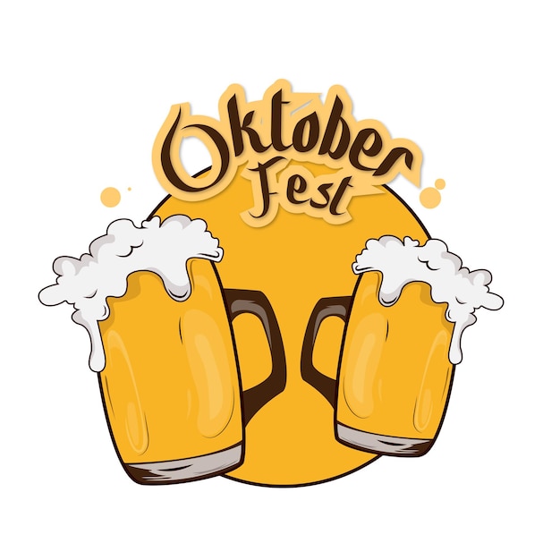 Oktober Fest illustration with beer and beer bottle