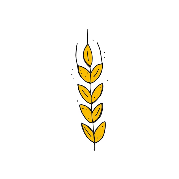 Oktoberfest 2022 Beer Festival Handdrawn Doodle yellow wheat ear on a white background German Traditional holiday