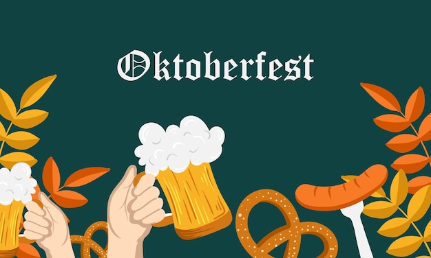 Oktoberfest Background. Oktoberfest beer festival event banner with autumn leaf