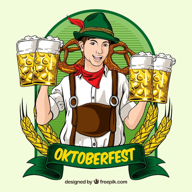 Oktoberfest, badge with beer