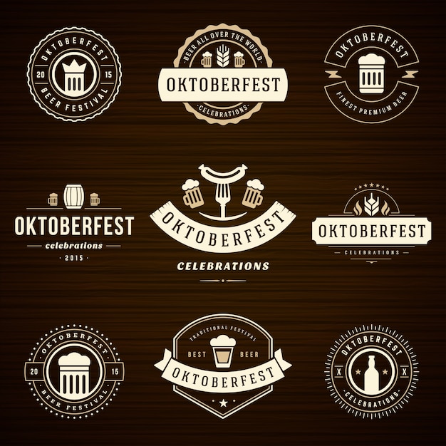 Oktoberfest badges and labels set vintage typographic