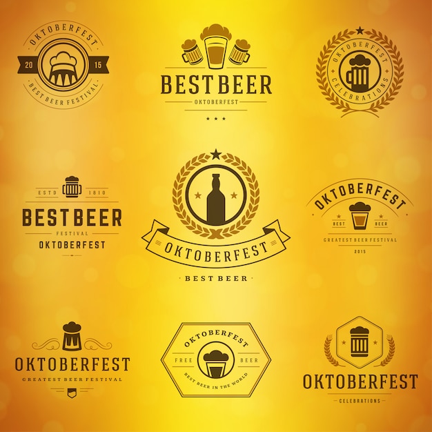 Oktoberfest badges and labels set vintage typographic