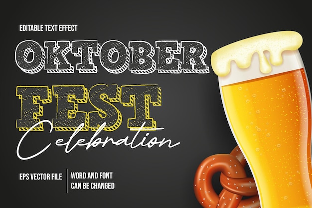 Vector oktoberfest beer festival editable vector text effect