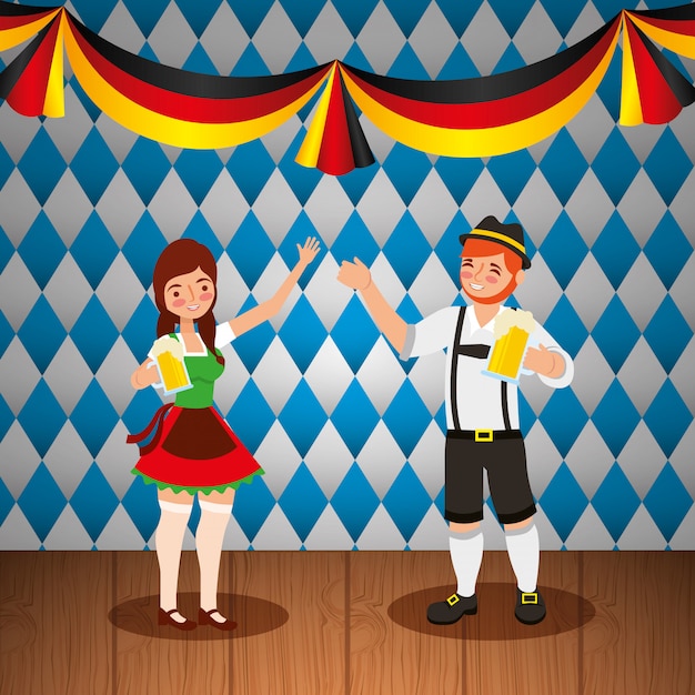 Oktoberfest celebration illustration, beer festival 