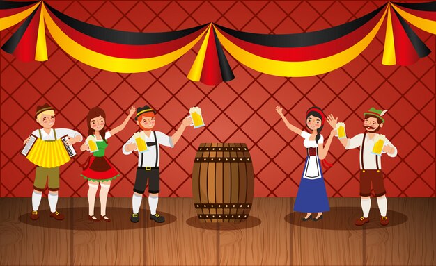 Oktoberfest celebration illustration, beer festival 