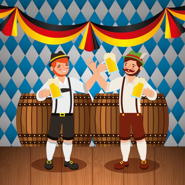 Oktoberfest celebration illustration, beer festival 