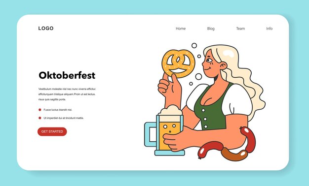 Oktoberfest festival web banner or landing page Cheerful