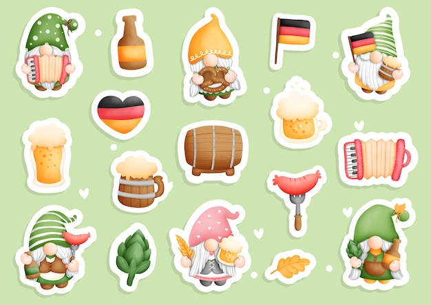 Oktoberfest gnome sticker, beer gnome, german beer planner and scrapbook.