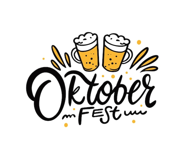 Oktoberfest hand drawn vector lettering logo. Modern create calligraphy phrase.