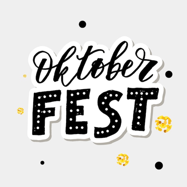 Vector oktoberfest lettering calligraphy brush text holiday vector gold