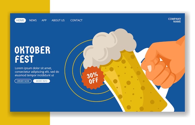 Vector oktoberfest party social media landing page cartoon hand drawn templates background illustration