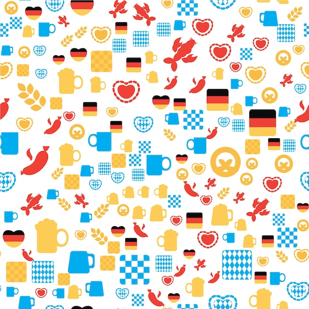 Oktoberfest Seamless Pattern With Drink and Food