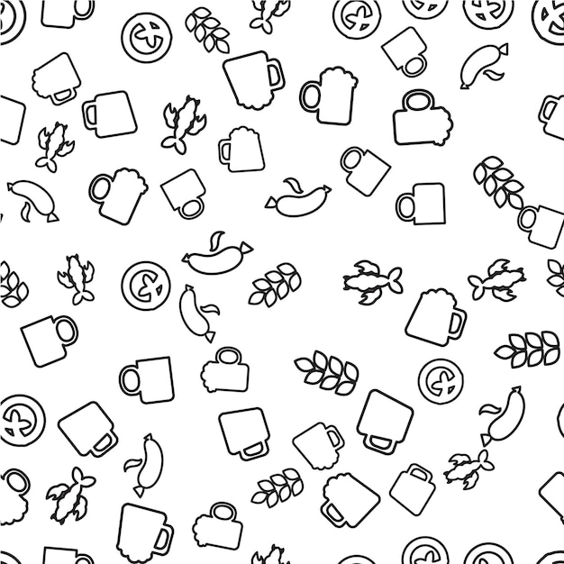 Oktoberfest Seamless Pattern With Drink and Food