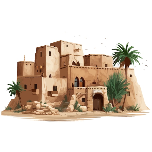 old_arab_house_vector_illustrated