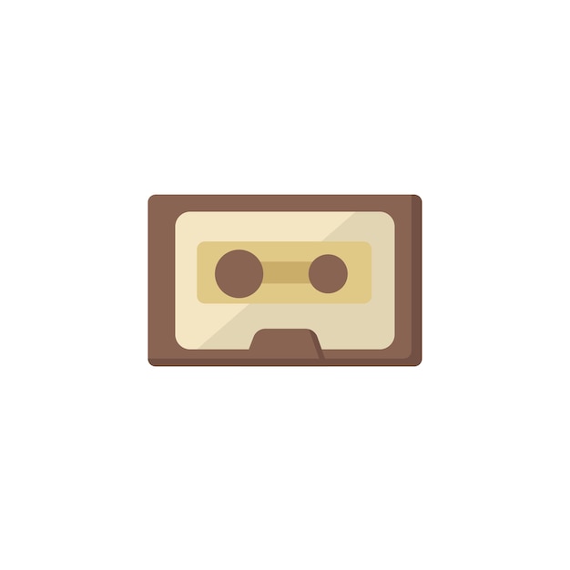 Old audio tape colorful flat icon on white background