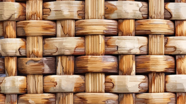 Vector old bamboo weave textured background flat vector style