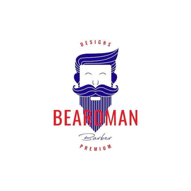 Old beard and hairstylist logo design vintage