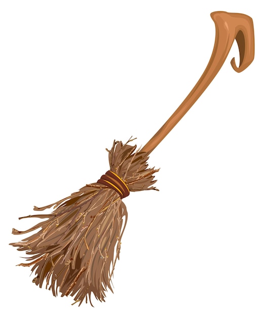 Old broom witchs with long handle Accessory for Halloween