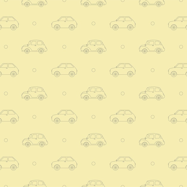 Old Car Pattern For Textile Line Sketch Vector Illustration In Flat Style