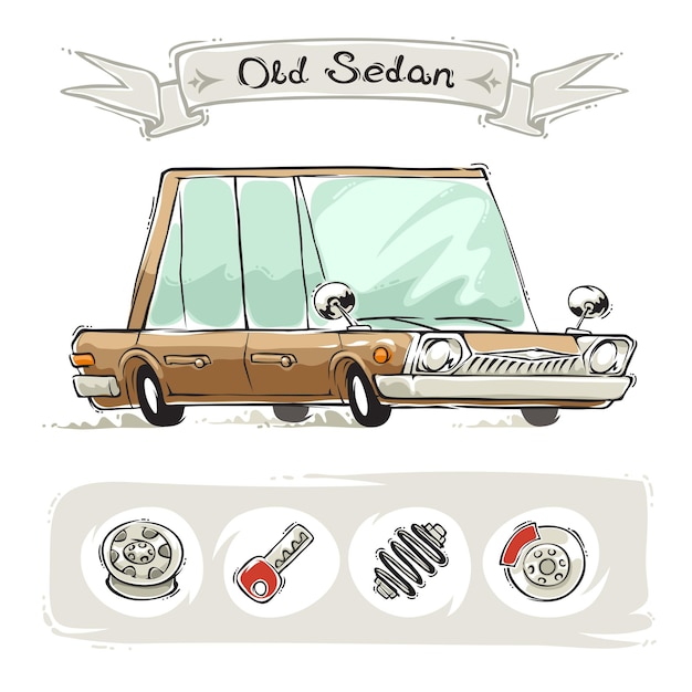 Old Cartoon Sedan Set