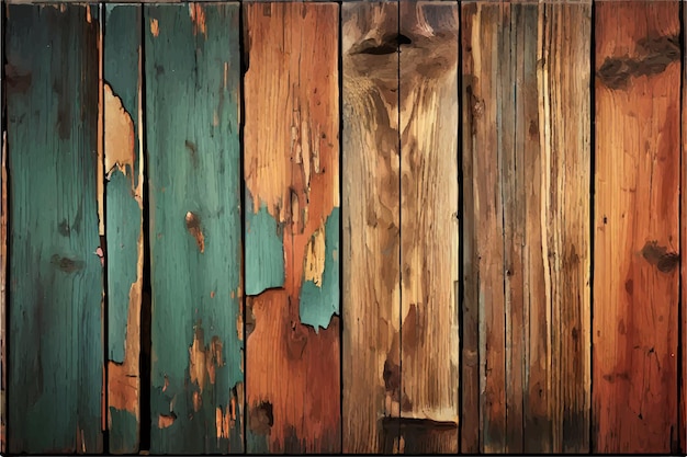 Vector old colored painted wooden boards colorful wood background texture of ancient wood wood texture