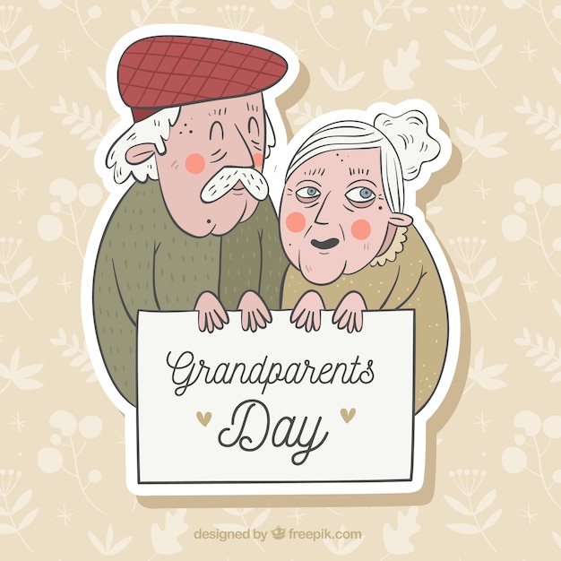 Vector old couple celebrating the grandparents day