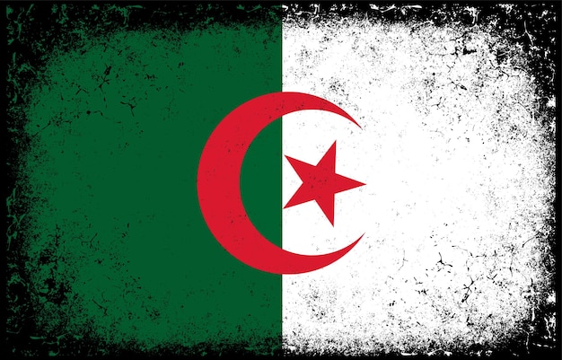 old dirty grunge vintage algeria national flag illustration