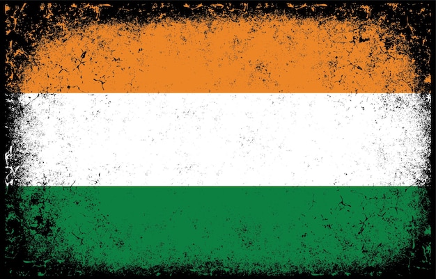 Old dirty grunge vintage india national flag illustration