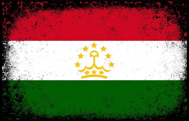 old dirty grunge vintage tajikistan national flag background