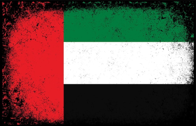 Old dirty grunge vintage united arab emirates national flag illustration