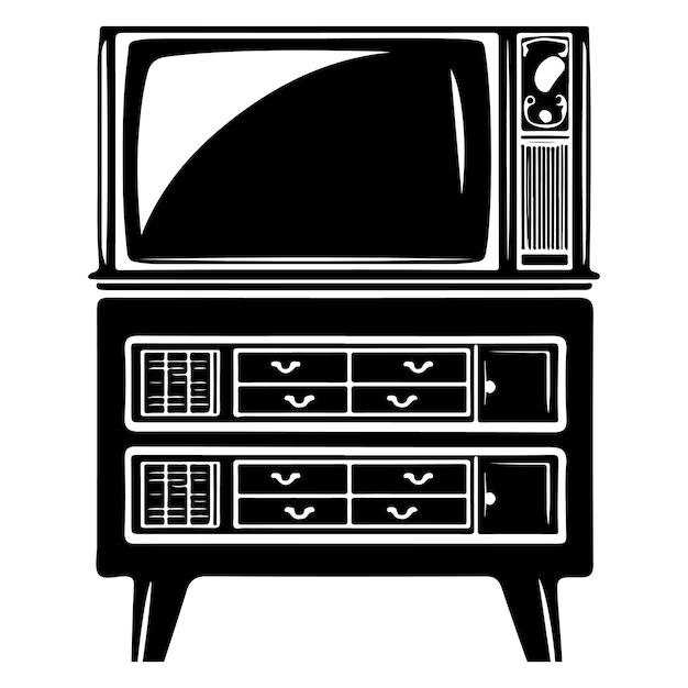 an old fashioned television set with a black and white picture of a tv