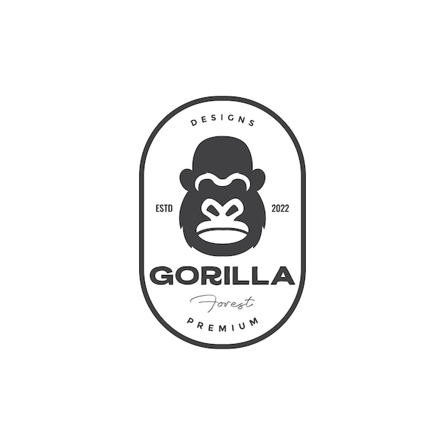 Old gorilla head badge vintage logo design