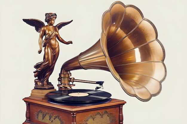 Vector old gramophone on white background