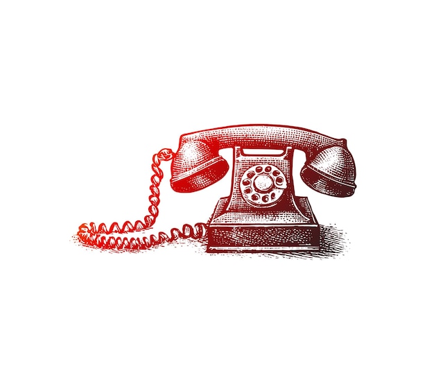 Old Home telephone icon Hand Drawn Sketch Vector Background