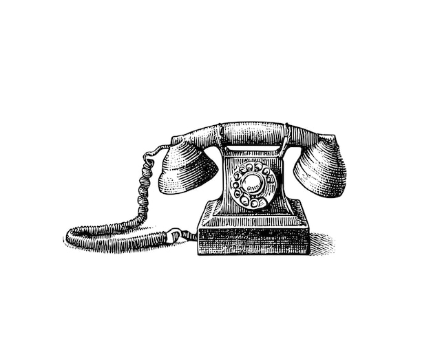 Old Home telephone icon Hand Drawn Sketch Vector Background