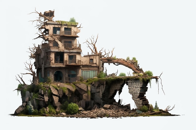 old house building abandoned architecture tree nature broken home destruction stone green exterio