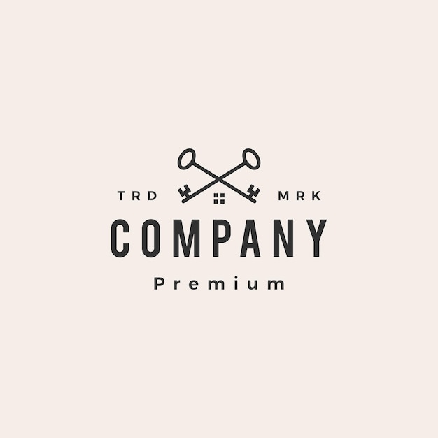 Old key house hipster vintage logo template