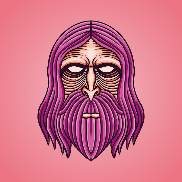 old man beard illustration