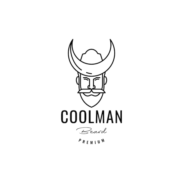 Old man beard with unique hat logo design