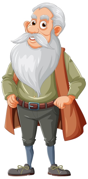 Vector old man cartoon character with long beard