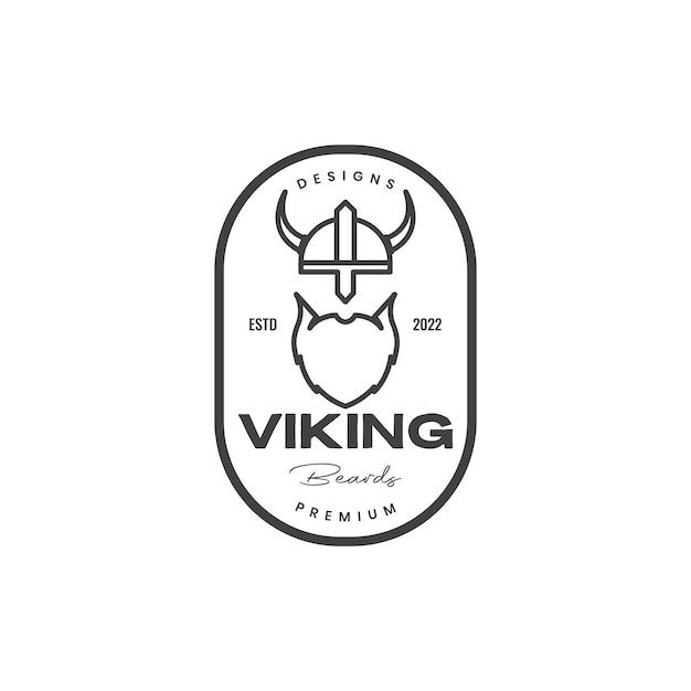 Old man viking beard logo design badge vintage